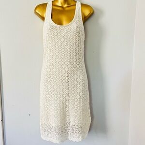White crochet knit Lace midi coastal chic dress